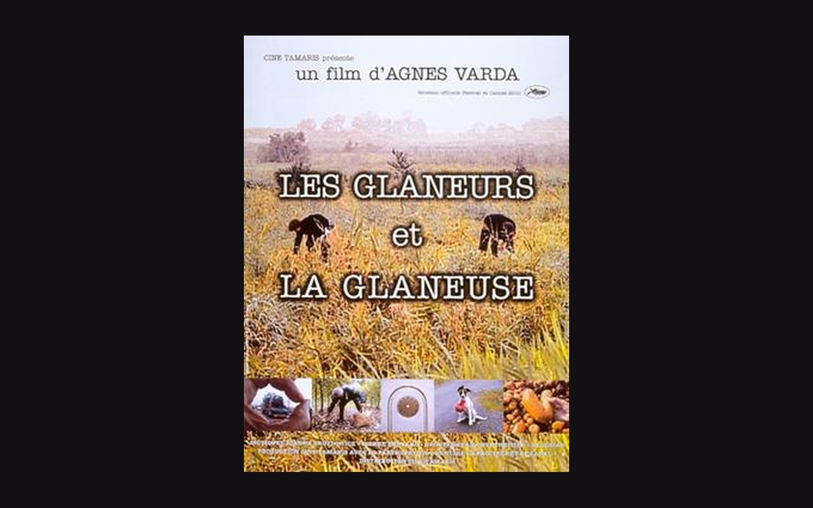 Movie poster for "Les Glaneurs et la Glaneuse" showing figures gleaning in a golden field
